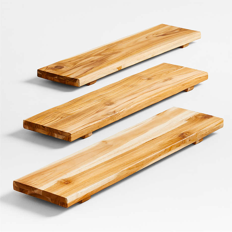 Acacia Bathtub Tray - Natural Wood Tray With Extended Sides, Glass