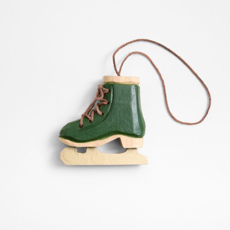 Wooden Ice Skates Christmas Ornament