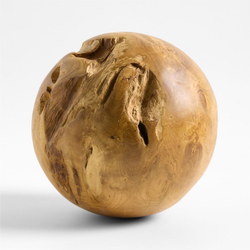 Large Wooden Decorative Sphere Sculpture - image 4 of 6