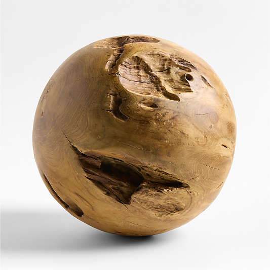 Teak Wood Large 11" Sphere Decorative Object