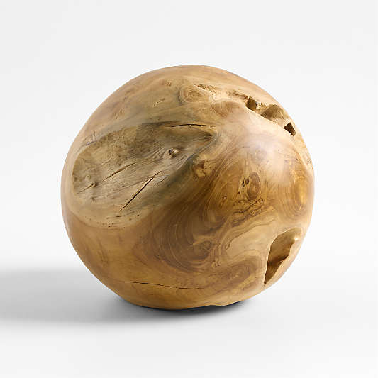 Teak Wood Small 8" Sphere Decorative Object
