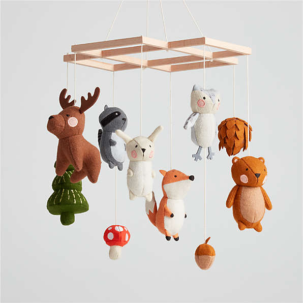 Wooden kinetic mobile for gender neutral nursery Woodland baby mobile Baby shower gift