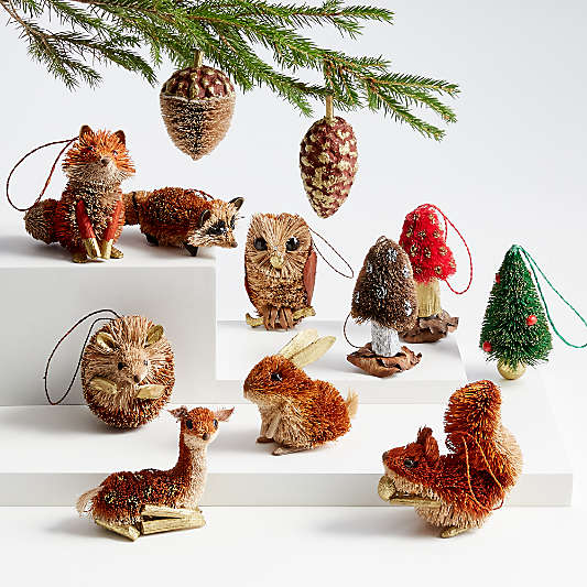 Woodland Animal Buri Christmas Tree Ornaments, Set of 12