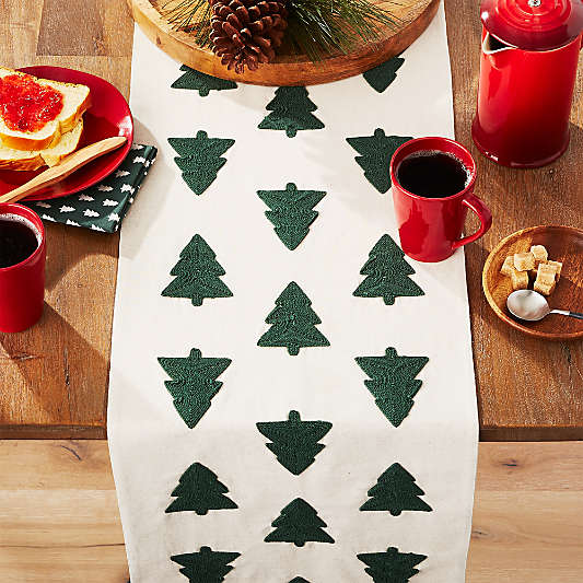 Woodland Trees 90"Embroidered Table Runner