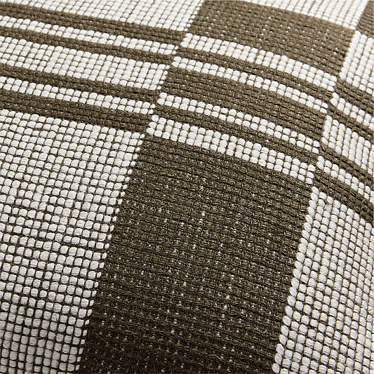 Wool and Linen Blend Plaid 22"x15" Burnt Green Throw Pillow