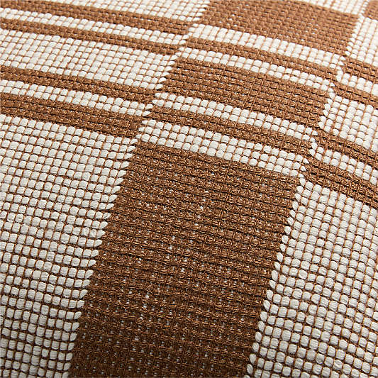 Wool and Linen Blend Plaid 22"x15" Maple Brown Throw Pillow
