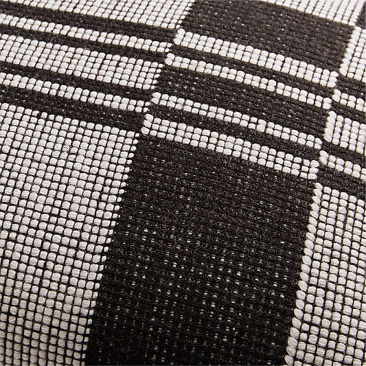 Wool and Linen Blend Plaid 22"x15" Midnight Navy Throw Pillow