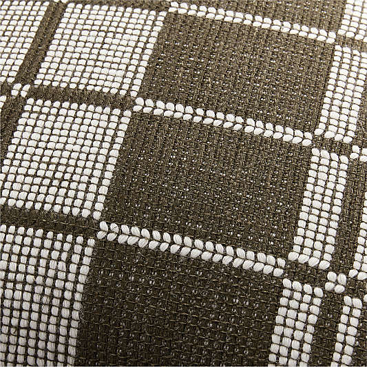 Wool/Linen Plaid 23"x23" Burnt Green Throw Pillow with Feather Insert