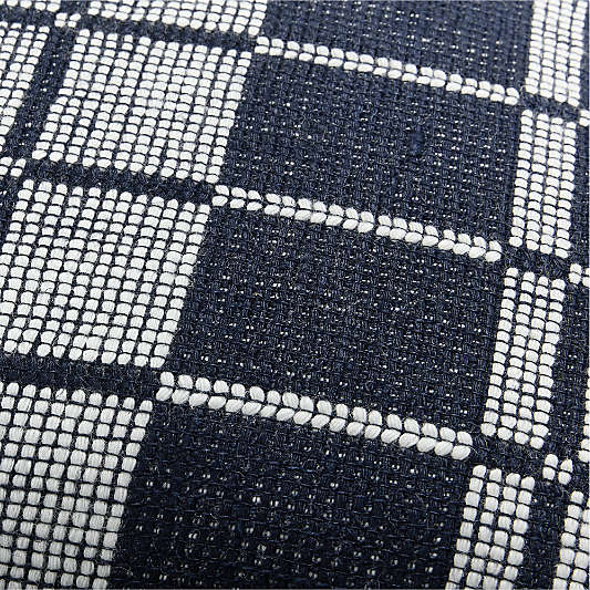 Wool/Linen Plaid 23"x23" Deep Indigo Throw Pillow with Feather Insert