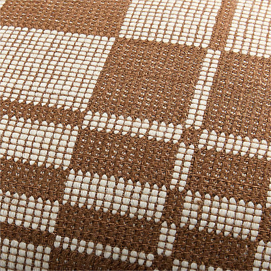 Wool/Linen Plaid 23"x23" Maple Brown Throw Pillow with Feather Insert