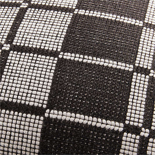 Wool/Linen Plaid 23"x23" Midnight Navy Throw Pillow with Down-Alternative Insert