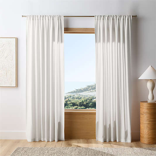 Crisp White Wool Sheer Window Curtain Panels