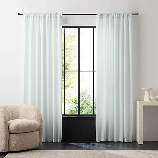 Pale Blue Wool Sheer Window Curtain Panels