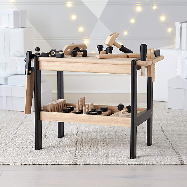 KIDS CHILDREN WOODEN DIY WORK BENCH LEARNING TOOL SET TOY BOX PRETEND ROLE PLAY 
