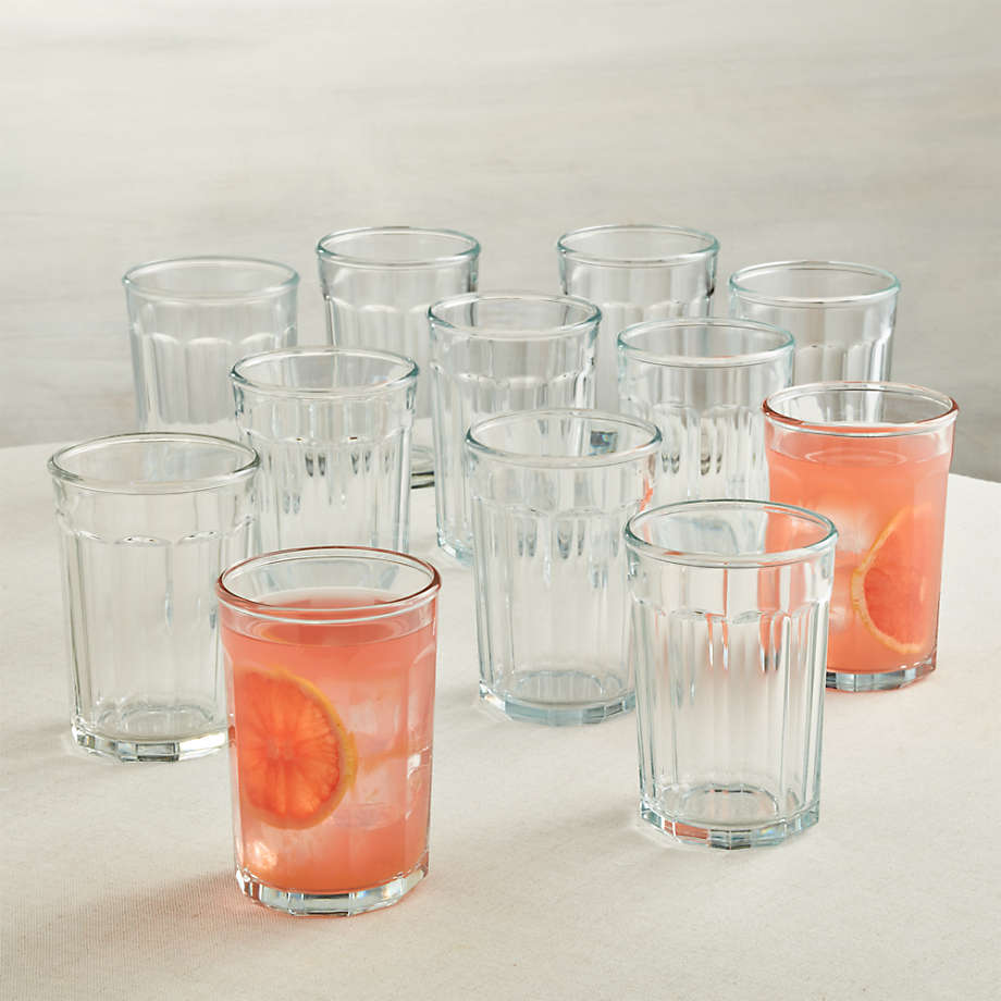 Ribbed Glassware Set Of 4, 14Oz Ribbed Glass Cups With Glass Straw