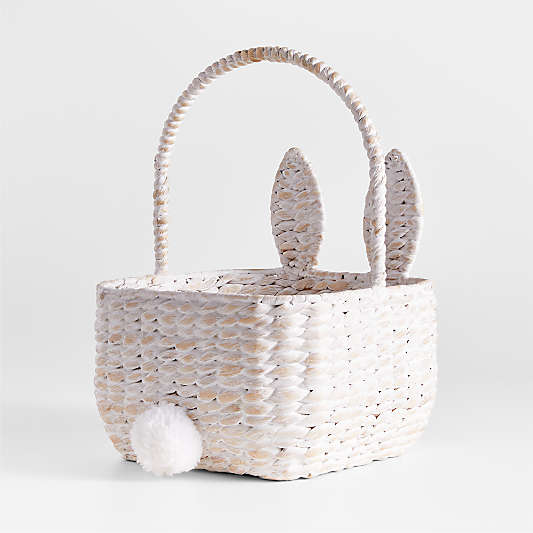 White Woven Bunny Kids Easter Basket