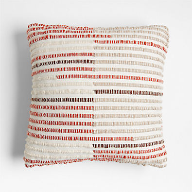 View Woven Corded 20"x20" Orange Outdoor Throw Pillow details