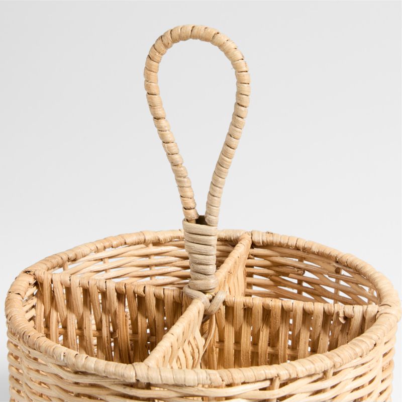Woven Fiber 8" Flatware Caddy with Handle