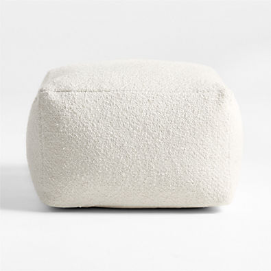 View Woven Solid Arctic Ivory Performance 22"x22" Pouf Ottoman details
