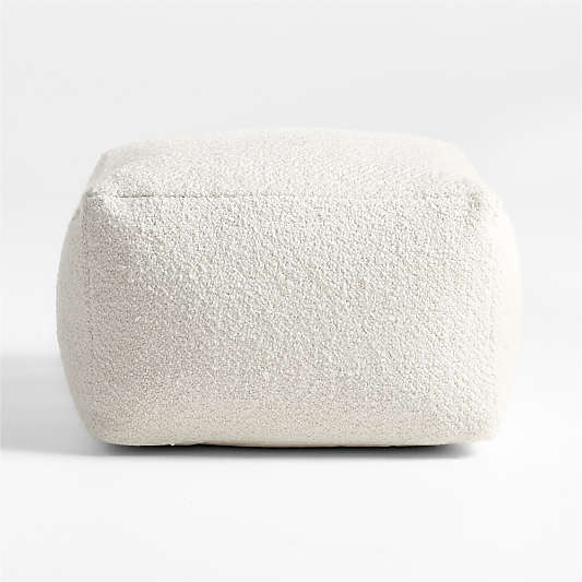 Woven Solid Arctic Ivory Performance 22"x22" Pouf Ottoman