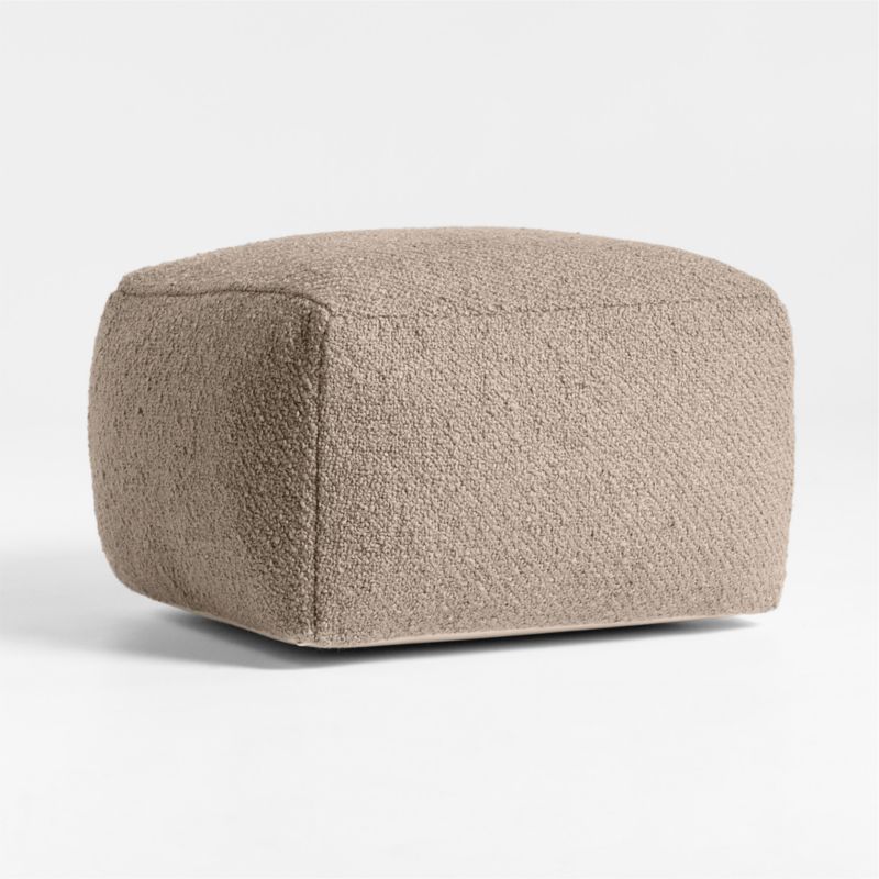 Woven Solid Sand Beige Performance 22"x22" Pouf Ottoman - image 1 of 3