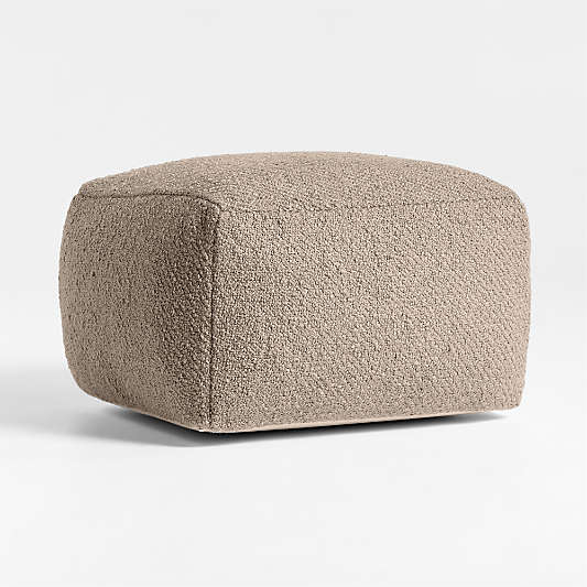 Woven Solid Sand Beige Performance 22"x22" Pouf Ottoman