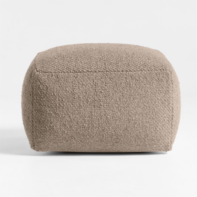 Woven Solid Sand Beige Performance 22"x22" Pouf Ottoman - image 0 of 3