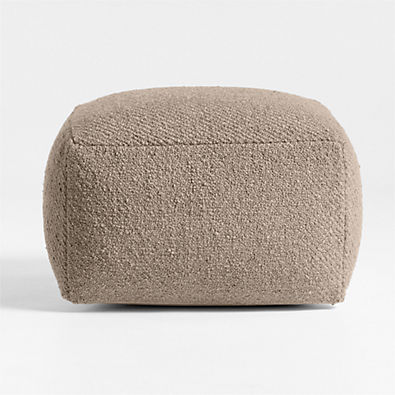View Woven Solid Sand Beige Performance 22"x22" Pouf Ottoman details