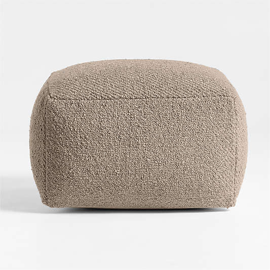 Woven Solid Sand Beige Performance 22"x22" Pouf Ottoman