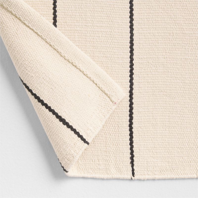 Woven Stripe Organic Cotton Artic Ivory and Storm Grey Bath Mat 24"x64" - image 1 of 4