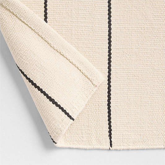 Woven Stripe Organic Cotton Artic Ivory and Storm Grey Bath Mat 24"x64"