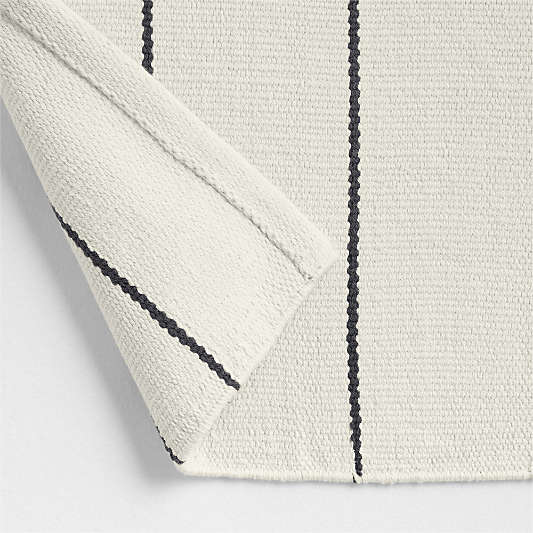 Woven Stripe Organic Cotton Artic Ivory and Storm Grey Bath Mat 24"x64"