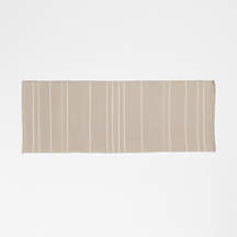 Woven Stripe Organic Cotton Natural Taupe and Crisp White Bath Mat 24"x64" | Crate & Barrel
