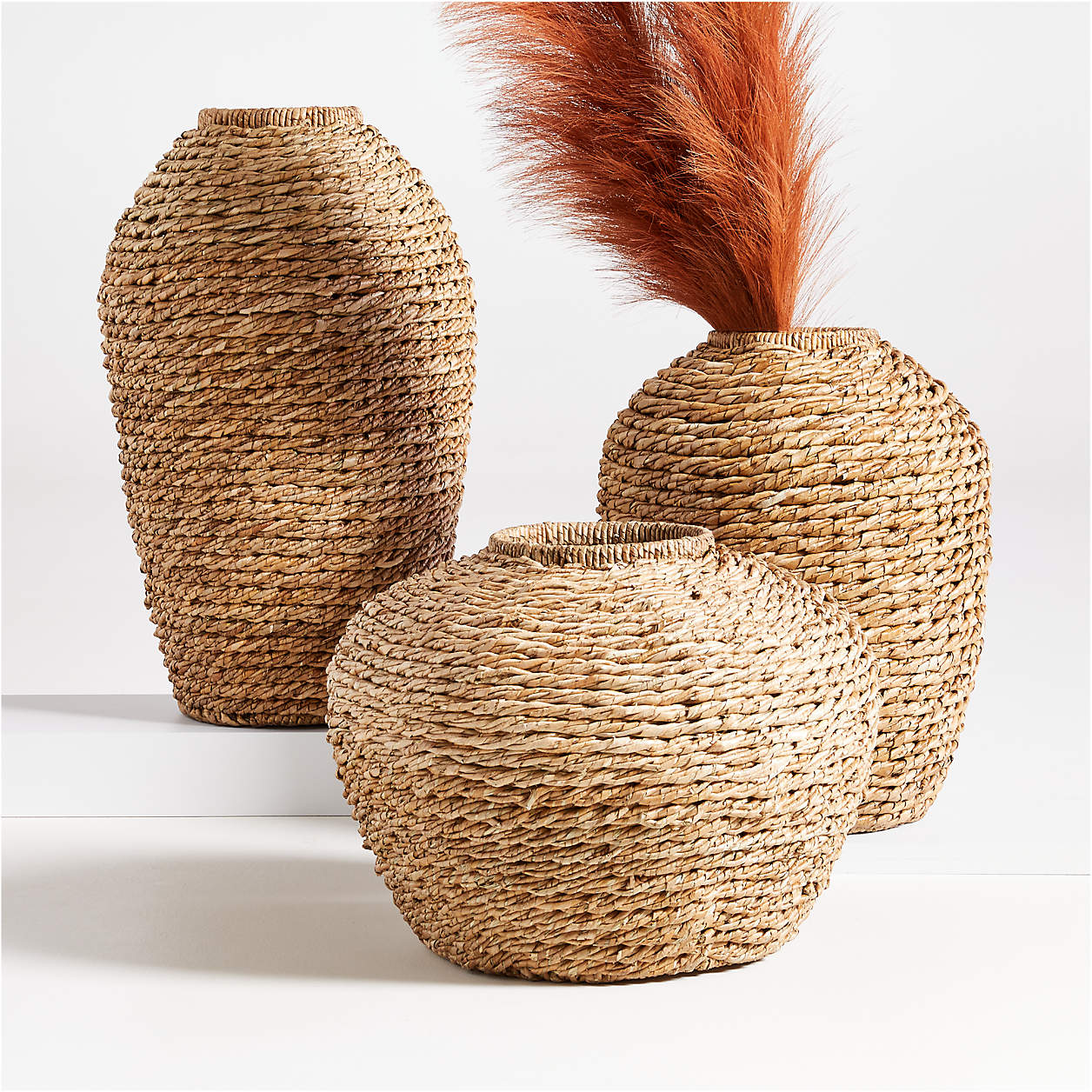 Handwoven Seagrass Vases Crate Barrel   Handwoven Seagrass Vases 