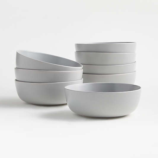 Wren Matte Light Grey Bowls, Set of 8