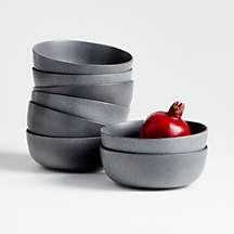Wren Matte Dark Grey Bowl, Set of 8 + Reviews | Crate & Barrel