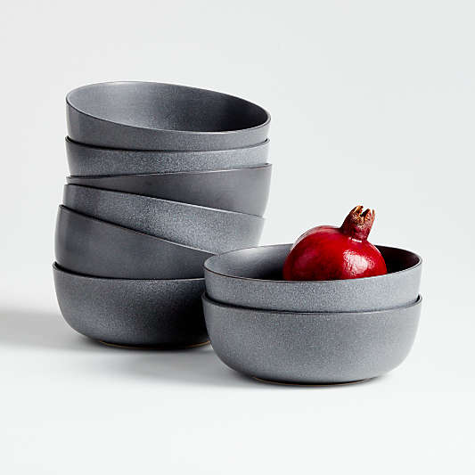 Wren Matte Dark Grey Bowl, Set of 8