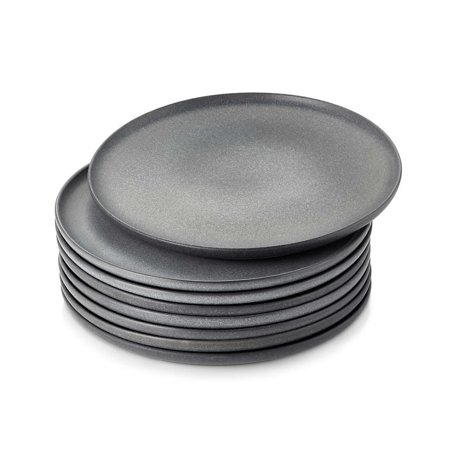 Wren Matte Dark Grey Dinner Plates, Set of 8 + Reviews | Crate & Barrel