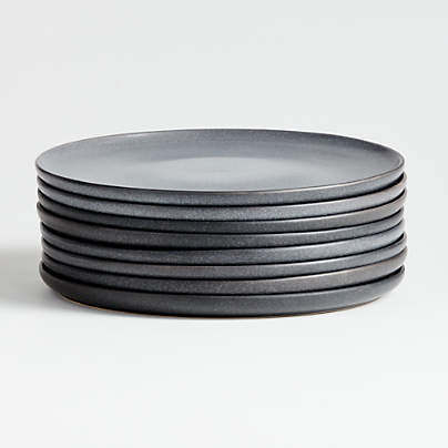 Wren Matte Dark Grey Dinner Plates, Set of 8