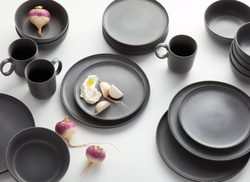 Wren Matte Dark Grey Dinner Plates, Set of 8