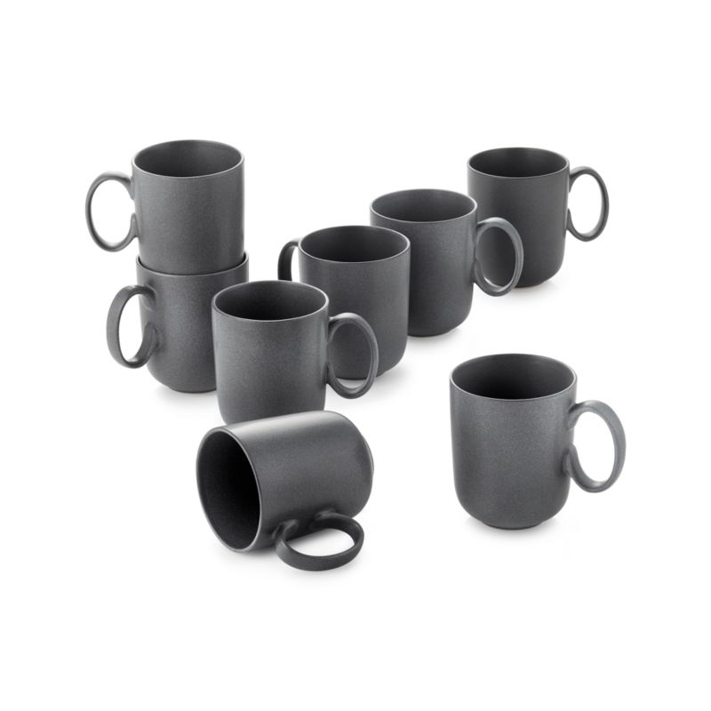 Wren 14-oz. Matte Dark Grey Mugs, Set of 8 - image 8 of 9