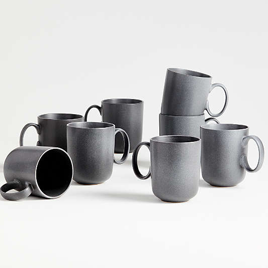 Wren 14-oz. Matte Dark Grey Mugs, Set of 8