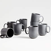 Wren 14-oz. Matte Dark Grey Mugs, Set of 8