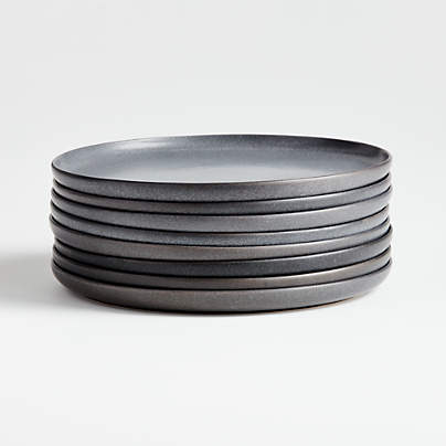 Wren Matte Dark Grey Salad Plates, Set of 8