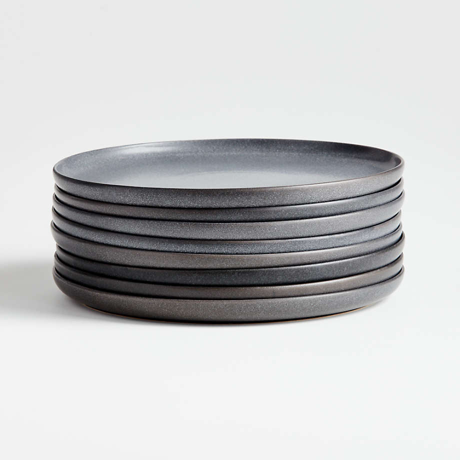 Wren Matte Dark Grey Dinner Plates, Set of 8 | Crate & Barrel