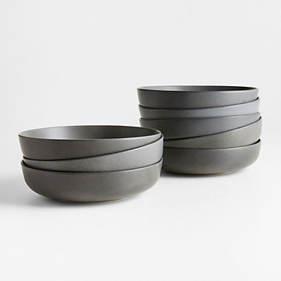 View Wren Matte Dark Grey Low Bowls, Set of 8 details