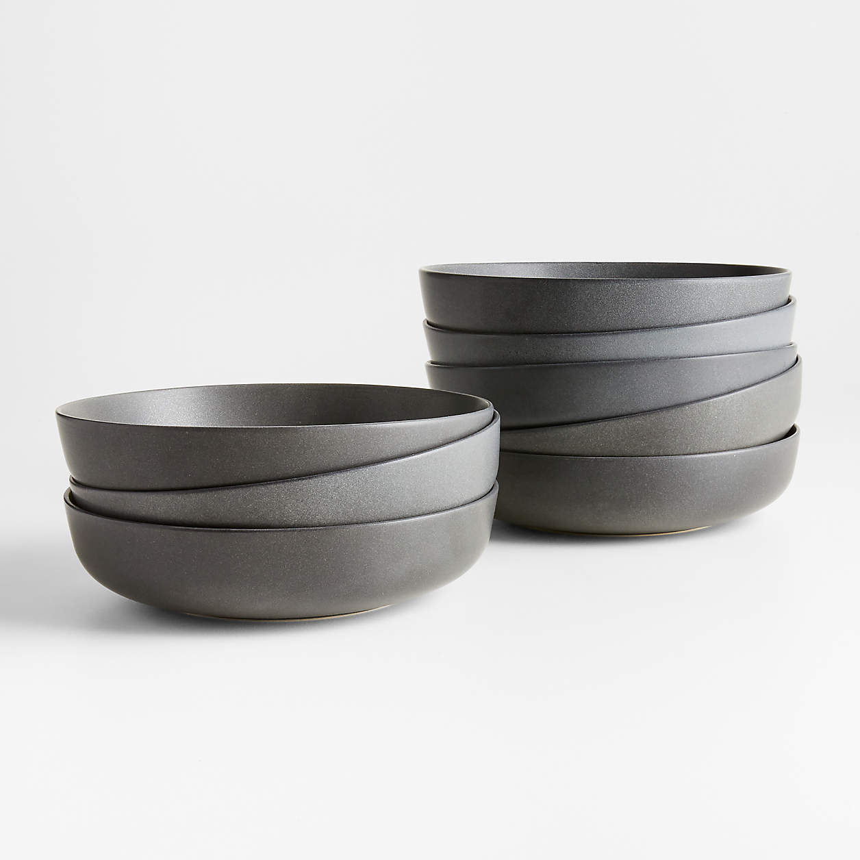 Wren Matte Dark Grey Low Bowl, Set of 8