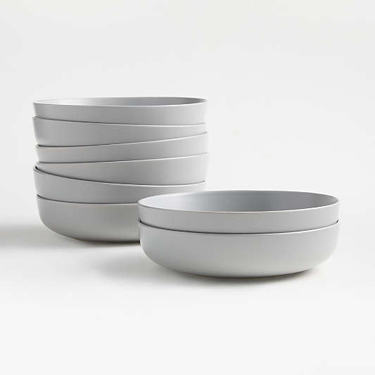 Wren Matte Light Grey Low Bowls, Set of 8