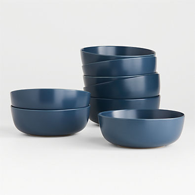 View Wren Matte Blue Bowls, Set of 8 details
