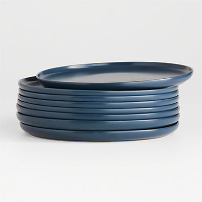 View Wren Matte Blue Dinner Plates, Set of 8 details